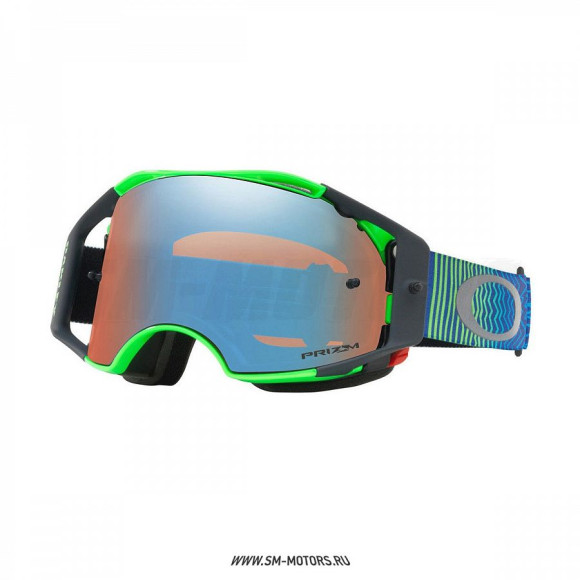 Очки для мотокросса OAKLEY Airbrake Shockwave синие-зеленые / синяя Prizm MX (OO7046-67) купить