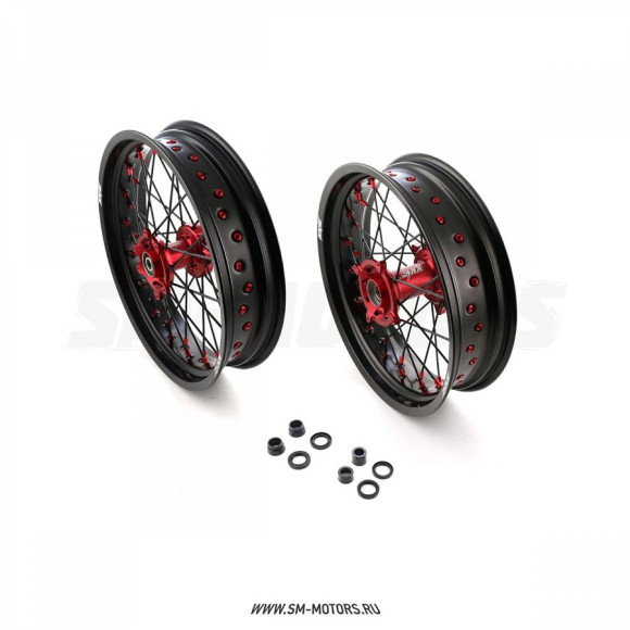 Комплект дисков Supermoto 17/17 Honda CRF250R 04-13, CRF450R 02-12 черный/красный купить