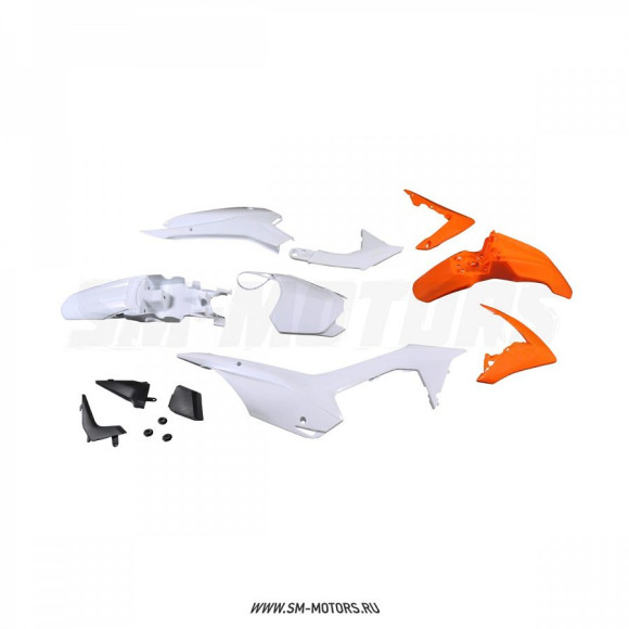 Комплект пластика для питбайка CRF110 белый/оранжевый купить
