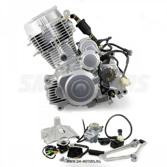 Двигатель в сборе ZS 167FML (CG200-B) 200см3 возд. охл., эл.стартер, грм штанга, балансир, 5 передач купить
