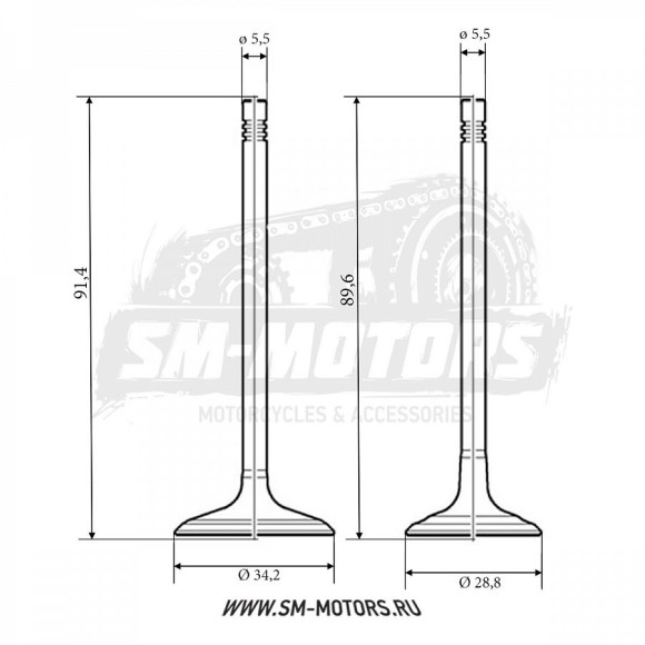 Клапаны (компл. 2шт) d=28/34,5 L=90х91 SM-PARTS купить