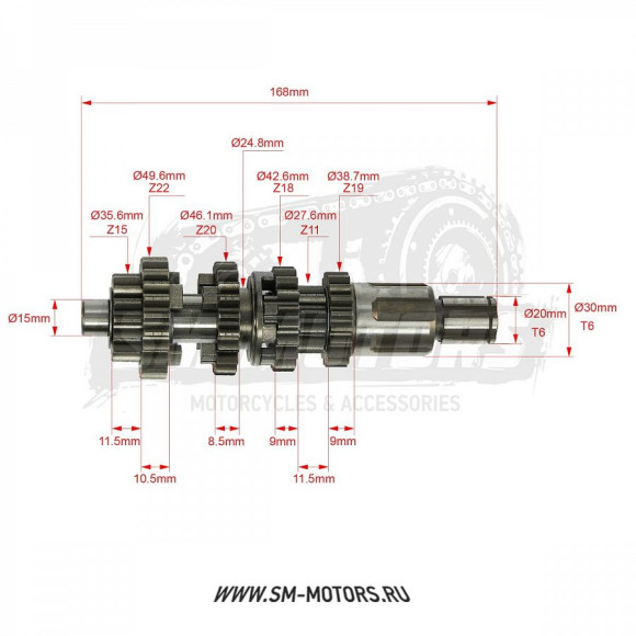 Комплект валов КПП в сборе двиг. ZS CB250D-G (воздушный) OEM купить