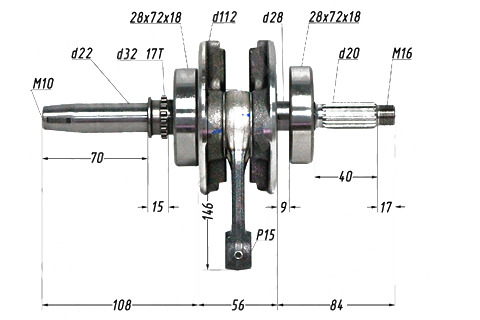 Коленвал 165FMM CBB250 p15mm Коленвал 165FMM CBB250 p15mm