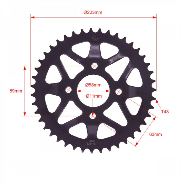 Звезда ведомая стальная KAYO K1, K2, T2 520-43 SM-PARTS купить Звезда ведомая стальная KAYO K1, K2, T2 520-43 SM-PARTS купить