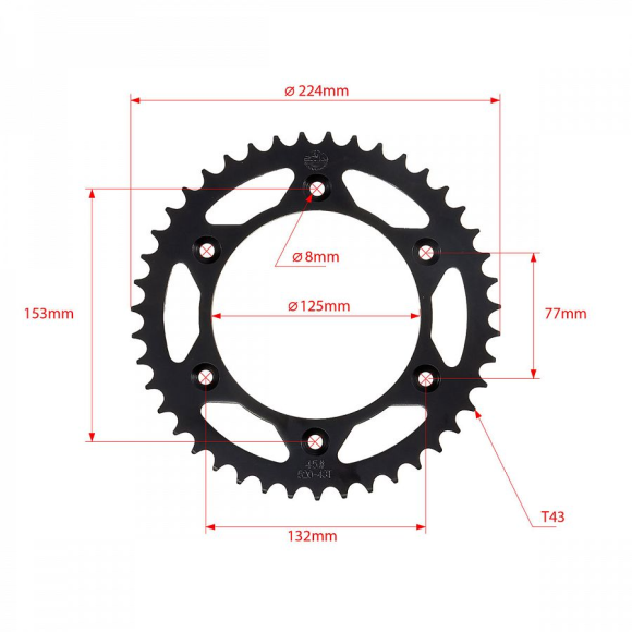 Звезда ведомая стальная KAYO K6, T4, T6 ( JT R210) 520-43 SM-PARTS купить Звезда ведомая стальная KAYO K6, T4, T6 ( JT R210) 520-43 SM-PARTS купить