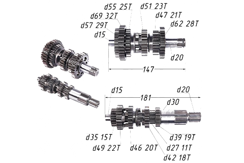 Валы КПП с шестернями 163FML,166FMM,169FMM (CGB,CBB200-250) купить Валы КПП с шестернями 163FML,166FMM,169FMM (CGB,CBB200-250) купить