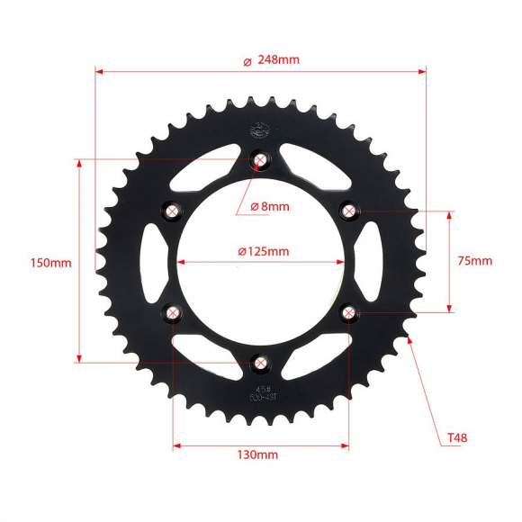 Звезда ведомая стальная KAYO K6, T4, T6 ( JT R210) 520-48 SM-PARTS купить Звезда ведомая стальная KAYO K6, T4, T6 ( JT R210) 520-48 SM-PARTS купить