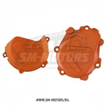 Защита крышки сцепления + зажигания + помпы POLISPORT KTM XC-F/SX-F 450 16-22 оранжевый (90986)