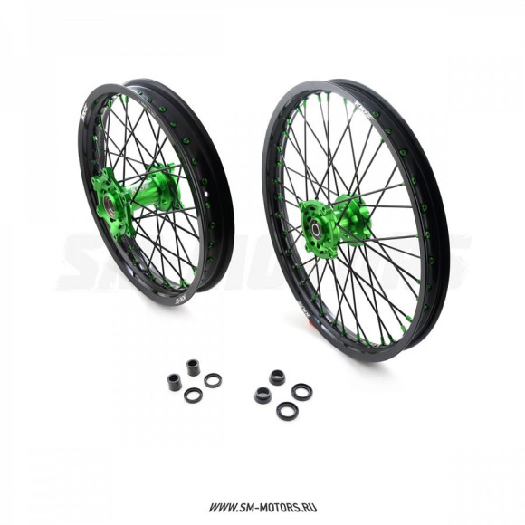 Комплект дисков 21/18 Kawasaki KX250F 04 -&gt; , KX450F 06 -&gt; черный/зеленый купить