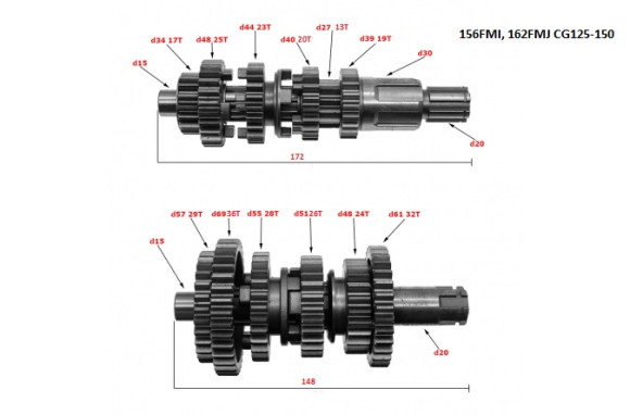 КПП в сборе 156FMI, 162FMJ (CG125-150) купить КПП в сборе 156FMI, 162FMJ (CG125-150) купить