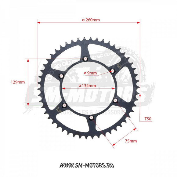 Звезда ведомая стальная SMP-R0460 50T SM-PARTS (JTR 460 50) купить Звезда ведомая стальная SMP-R0460 50T SM-PARTS (JTR 460 50) купить