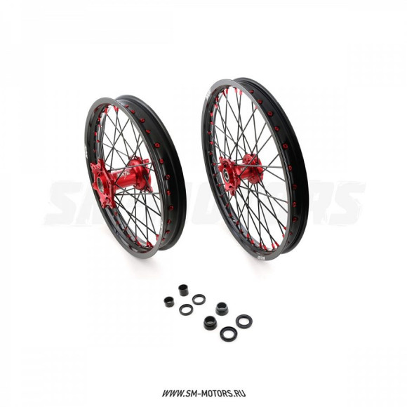 Комплект дисков 21/19 Honda CRF250R 04-13, CRF450R 02-12 черный/красный купить