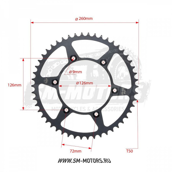 Звезда ведомая стальная SMP-R0808 50T SM-PARTS (JTR 808 50) купить Звезда ведомая стальная SMP-R0808 50T SM-PARTS (JTR 808 50) купить