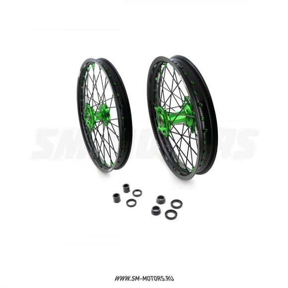 Комплект дисков 21/19 Kawasaki KX250F 04 -&gt; , KX450F 06 -&gt; черный/зеленый купить