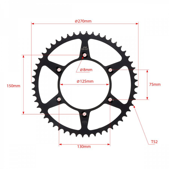 Звезда ведомая стальная SMP-R0897 52T SM-PARTS (JTR 897 52) купить