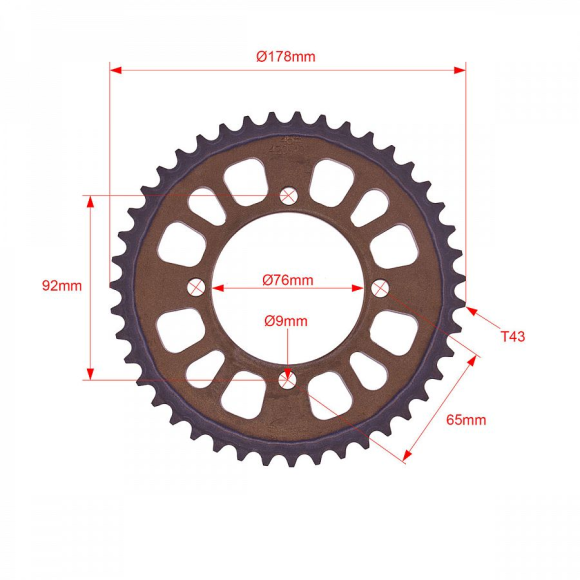 Звезда ведомая стальная питбайк 420-43T SM-PARTS купить Звезда ведомая стальная питбайк 420-43T SM-PARTS купить
