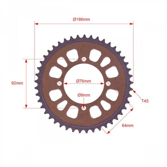 Звезда ведомая стальная питбайк 420-45T SM-PARTS купить Звезда ведомая стальная питбайк 420-45T SM-PARTS купить