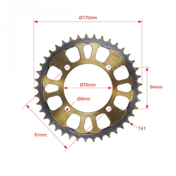 Звезда ведомая стальная питбайк 428-41T SM-PARTS купить Звезда ведомая стальная питбайк 428-41T SM-PARTS купить
