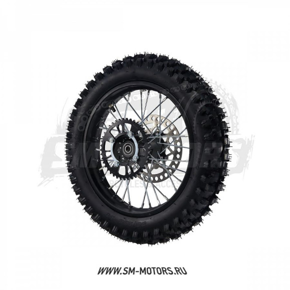 Колесо 14" заднее в сборе (диск стальной + покрышка кросс + торм. диск + звездочка) KAYO купить