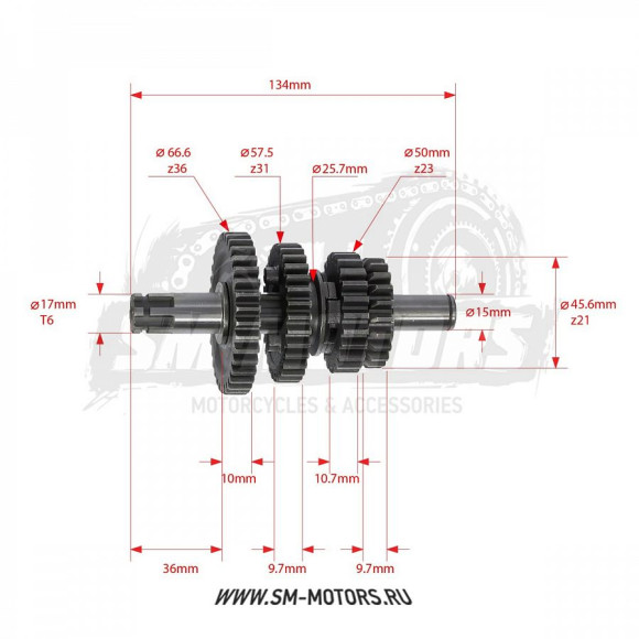 Вал КПП вторичный в сборе двиг. YX140 (кикстартер),150,160 OEM купить Вал КПП вторичный в сборе двиг. YX140 (кикстартер),150,160 OEM купить