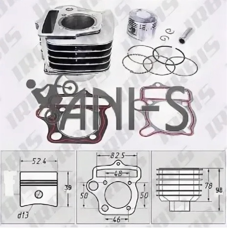 Цилиндро-поршневая группа 4Т 152/153FMI 125см3 D52,4, p13, H103(алюмин.); ACTIV, IROKEZ, TTR125-2, T125, ATV125 купить Цилиндро-поршневая группа 4Т 152/153FMI 125см3 D52,4, p13, H103(алюмин.); ACTIV, IROKEZ, TTR125-2, T125, ATV125 купить