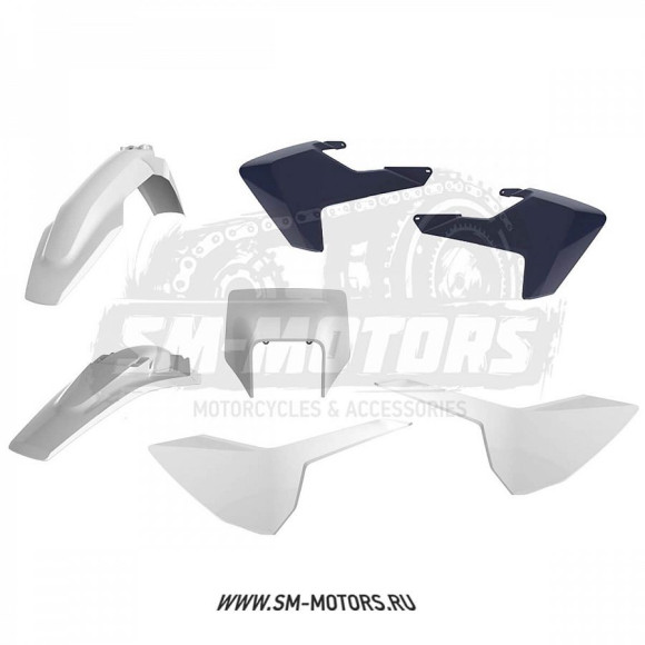 Комплект пластика POLISPORT HUSQVARNA TE/FE 17-19 OEM белый/синий (90893) купить