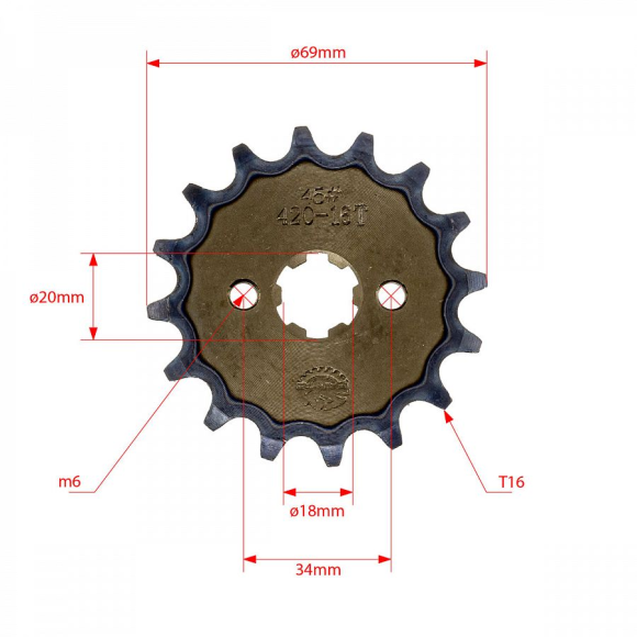 Звезда ведущая 420-16T d-20 SM-PARTS купить Звезда ведущая 420-16T d-20 SM-PARTS купить
