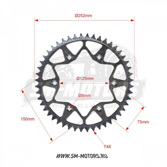 Звезда ведомая MAYAKLAB KTM SX/EXC 125-530 90-21 GR7/GR8 48T (JTR 897) (MYK-78010016538) купить Звезда ведомая MAYAKLAB KTM SX/EXC 125-530 90-21 GR7/GR8 48T (JTR 897) (MYK-78010016538) купить