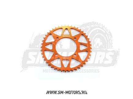Звезда ведомая аллюминиевая питбайк 428-45T оранжевая SM-PARTS купить