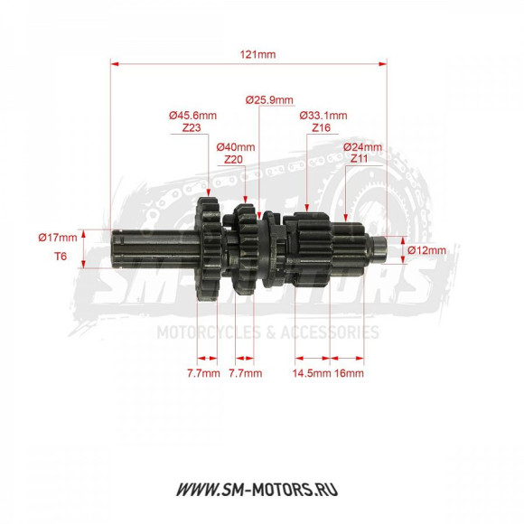 Вал КПП первичный в сборе двиг. YX88,125 OEM купить Вал КПП первичный в сборе двиг. YX88,125 OEM купить