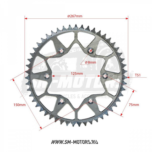 Звезда ведомая MAYAKLAB KTM SX/EXC 125-530 90-21 GR7/GR8 51T (JTR 897) (MYK-78010016543) купить Звезда ведомая MAYAKLAB KTM SX/EXC 125-530 90-21 GR7/GR8 51T (JTR 897) (MYK-78010016543) купить