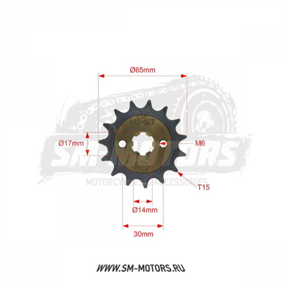 Звезда ведущая 428-15T d-17 SM-PARTS купить Звезда ведущая 428-15T d-17 SM-PARTS купить