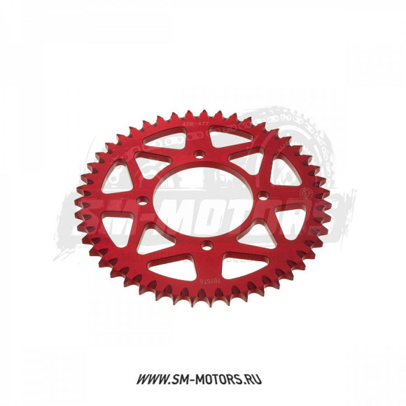 Звезда ведомая аллюминиевая питбайк 428-47T красная SM-PARTS купить