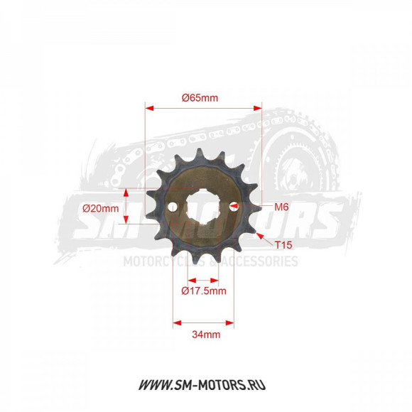 Звезда ведущая 428-15T d-20 SM-PARTS купить Звезда ведущая 428-15T d-20 SM-PARTS купить