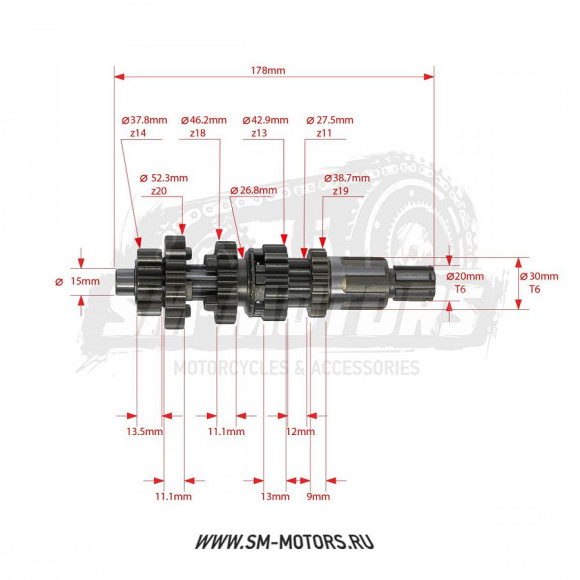 Вал КПП первичный в сборе двиг. ZS174MN-3 (CBS300) купить Вал КПП первичный в сборе двиг. ZS174MN-3 (CBS300) купить