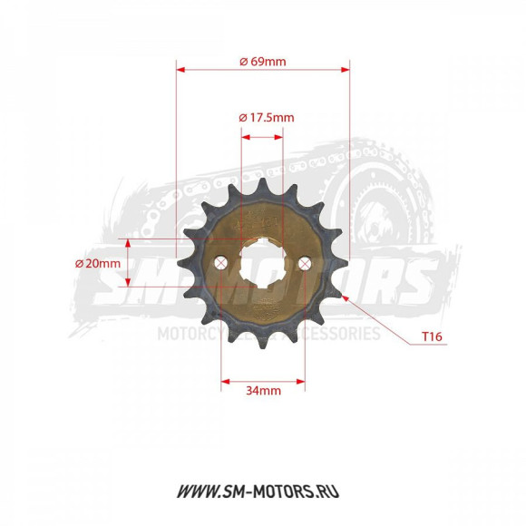 Звезда ведущая 428-16T d-20 SM-PARTS купить Звезда ведущая 428-16T d-20 SM-PARTS купить