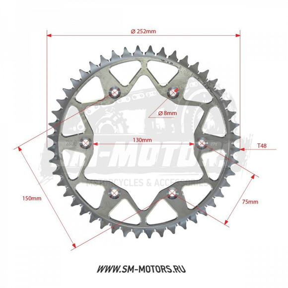 Звезда ведомая MAYAKLAB YAMAHA YZF/WRF 250/450 99-23 48T (JTR 251) (MYK-78010016745) купить Звезда ведомая MAYAKLAB YAMAHA YZF/WRF 250/450 99-23 48T (JTR 251) (MYK-78010016745) купить