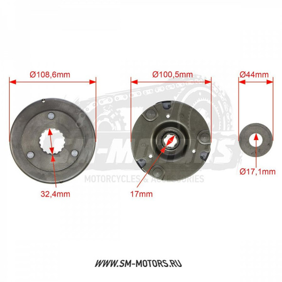 Сцепление в сборе двиг. YX 70 см3 (верхний эл.стартер) купить Сцепление в сборе двиг. YX 70 см3 (верхний эл.стартер) купить