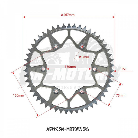 Звезда ведомая MAYAKLAB YAMAHA YZF/WRF 250/450 99-23 51T (JTR 251) (MYK-78010016757) купить Звезда ведомая MAYAKLAB YAMAHA YZF/WRF 250/450 99-23 51T (JTR 251) (MYK-78010016757) купить