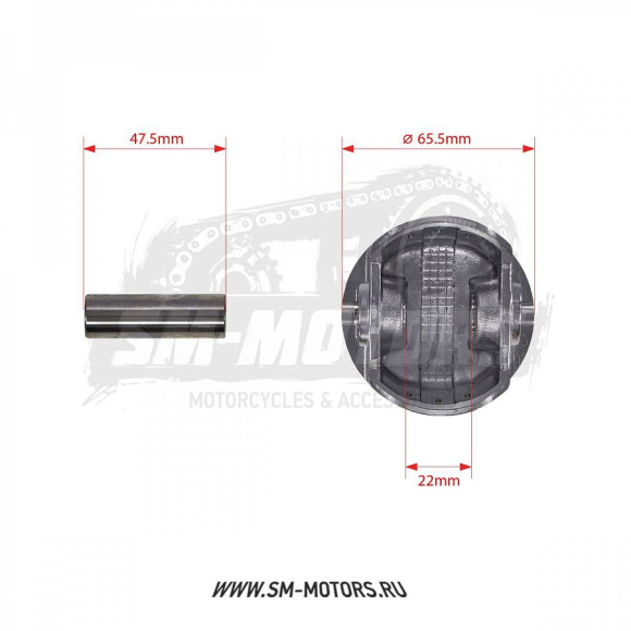 Поршень в сборе 4T двиг. CB250 d-65,5 pin-15 (тефлон) SM-PARTS купить Поршень в сборе 4T двиг. CB250 d-65,5 pin-15 (тефлон) SM-PARTS купить