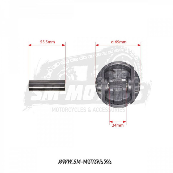 Поршень в сборе 4T двиг. CB250 d-69, p-17 (тефлон) SM-PARTS купить