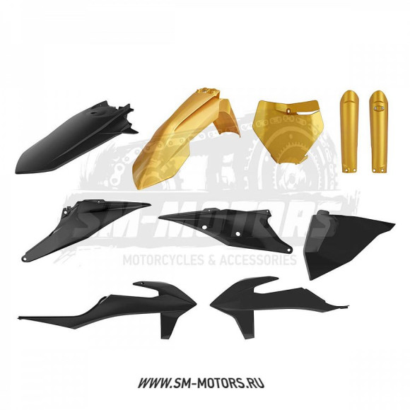 Комплект пластика POLISPORT KTM SX/SX-F/XC/XC-F 19-22 черный/золотой металлик (91052) купить