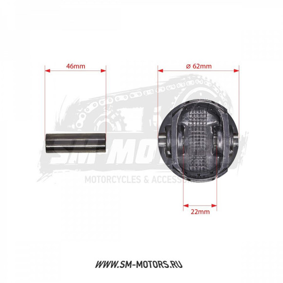 Поршень в сборе 4T двиг. CG150 d-62, pin-15 низкий (тефлон) SM-PARTS купить Поршень в сборе 4T двиг. CG150 d-62, pin-15 низкий (тефлон) SM-PARTS купить