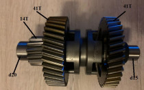 Вал редуктора промежуточный (L=116mm) с шестерней 157QMJ T150