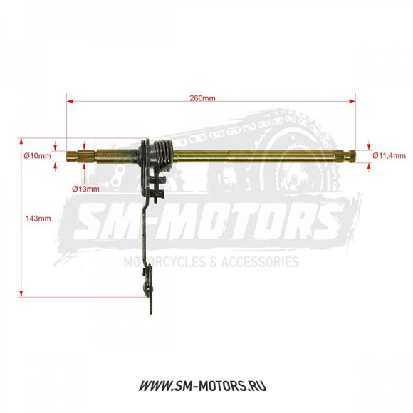 Вал переключения передач в сборе двиг. YX110,125 см3 (верхний эл.стартер) купить Вал переключения передач в сборе двиг. YX110,125 см3 (верхний эл.стартер) купить