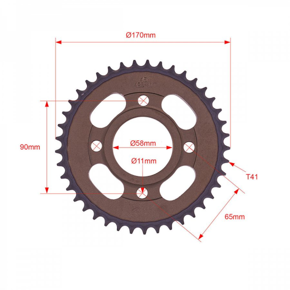 Звезда ведомая стальная 428-41T d-58mm, 4 болта крепл. L-90mm, с проточкой SM-PARTS купить Звезда ведомая стальная 428-41T d-58mm, 4 болта крепл. L-90mm, с проточкой SM-PARTS купить